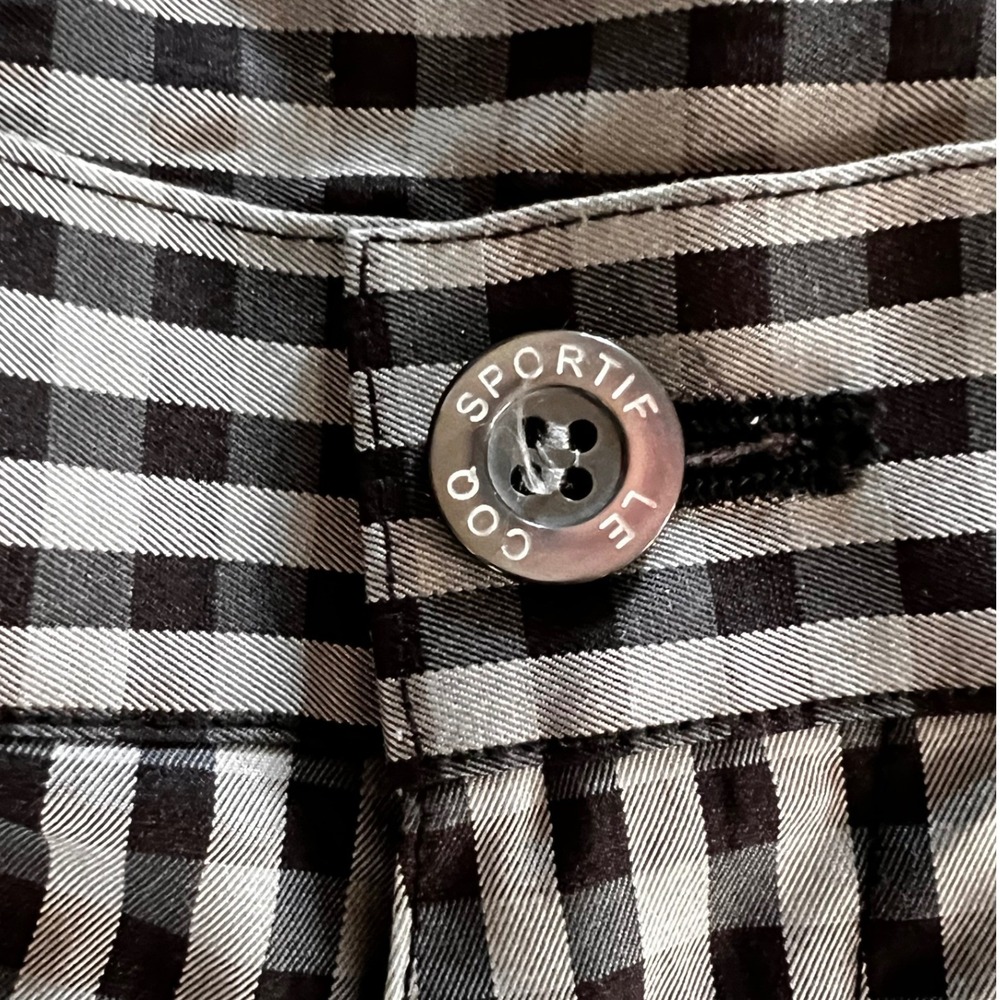 Le Coq Sportif Mens Gingham Check Golf Pants Black Grey Straight Leg 34x32